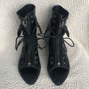 Alexander Wang Black Mirte Laced Zip Flat Booties